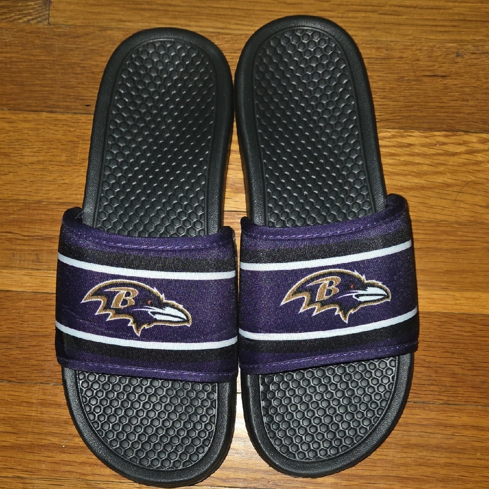 Purple and Black Slide Sandals